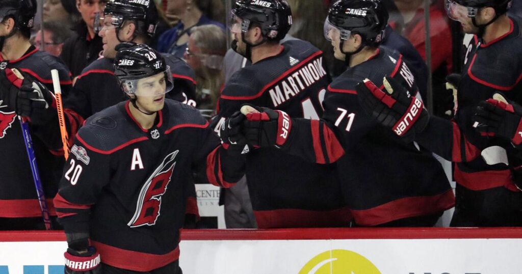 Aho helps Hurricane top Sabres with hat trick and assist 10